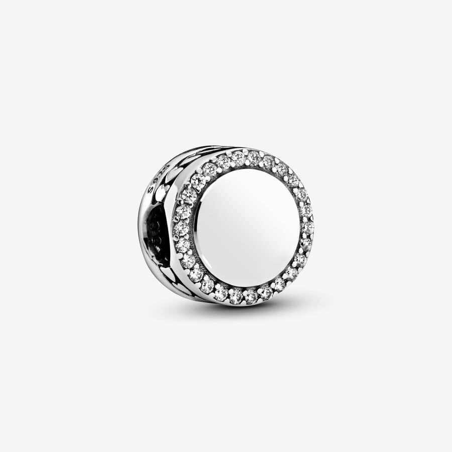 PANDORA Engravable Sparkling Button Charm 798747C01