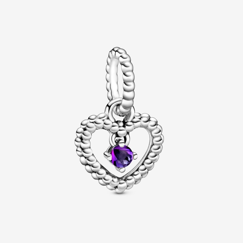 PANDORA February Birthstone Heart Dangle Charm 798854C03