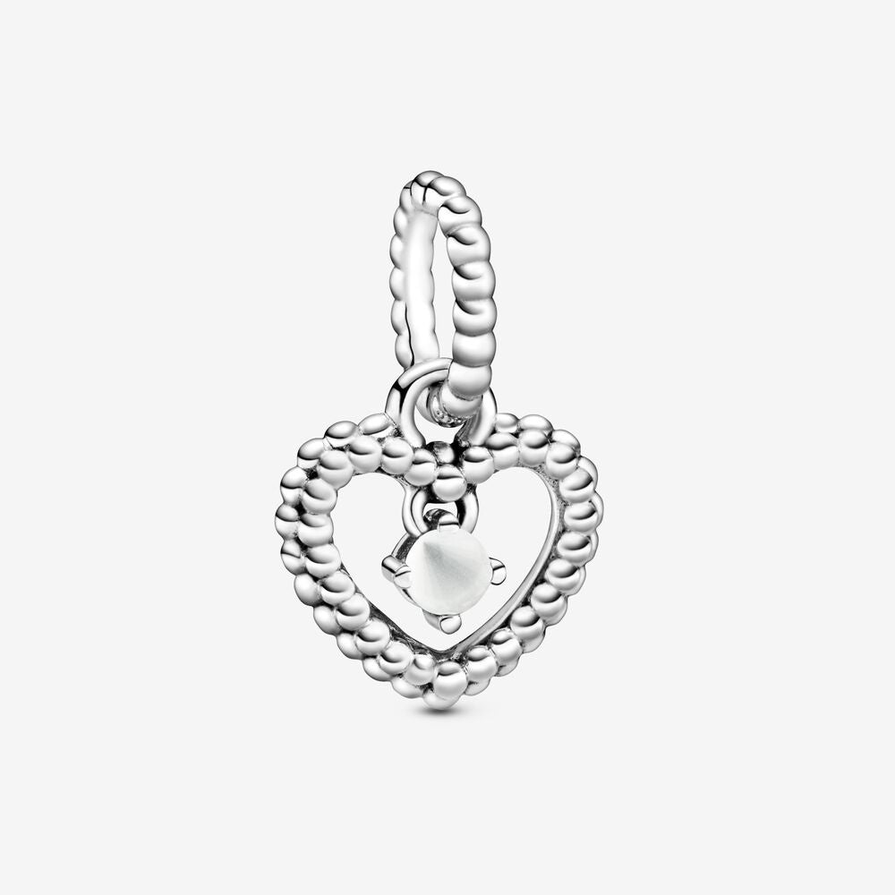 PANDORA April Birthstone Heart Dangle Charm 798854C04