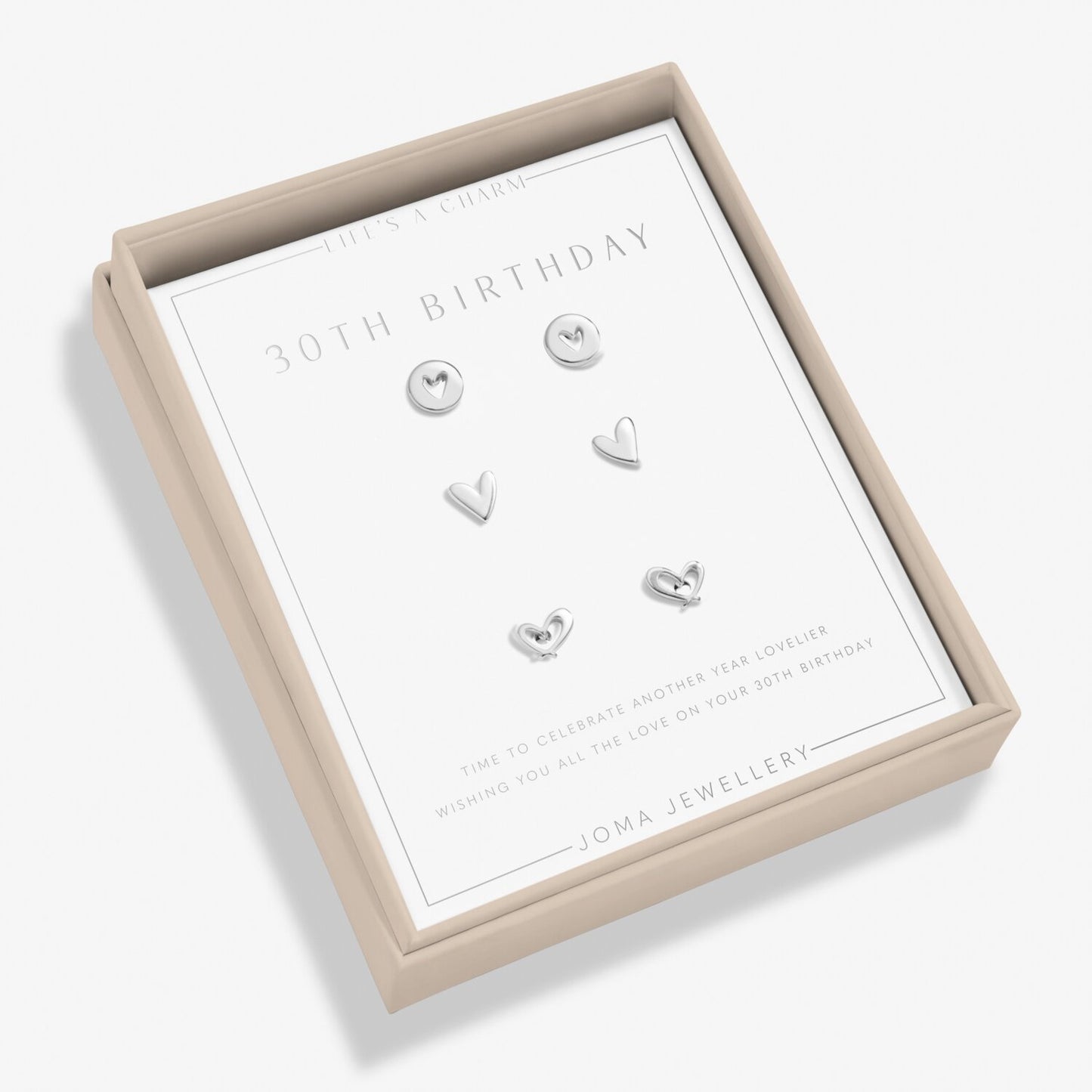 Joma Life's A Charm '30th Birthday' 3 Pairs of Earrings in Silver Plating 8138