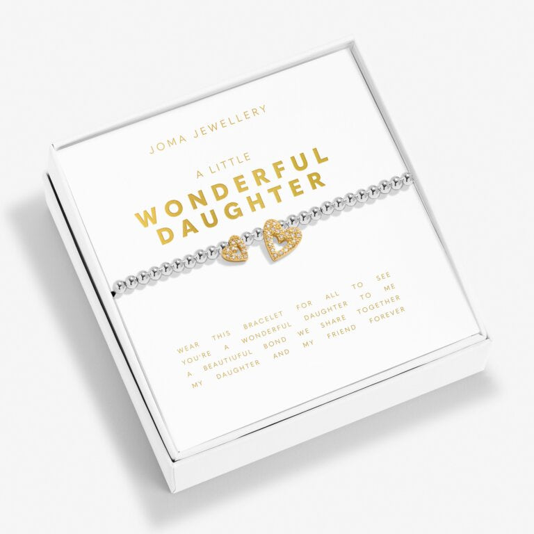 Joma Boxed A Little 'Wonderful Daughter' Bracelet In Silver And Gold Plating 8189