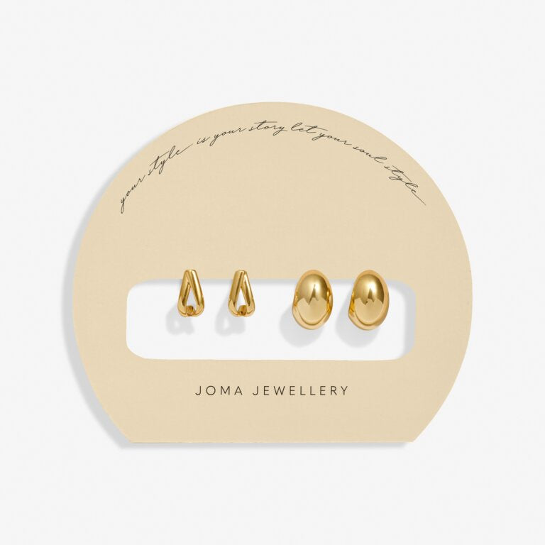 Joma Soul Shine Statement Hoop Earring Stack In Gold Plating 8474