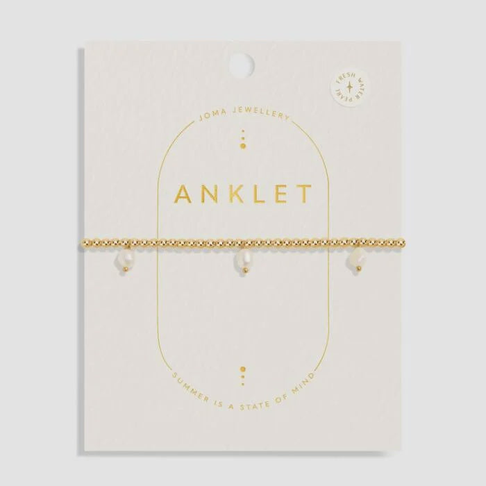 Joma Three Pearl Anklet In Gold Plating 8626