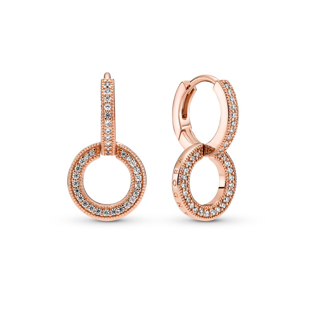 PANDORA Rose Hoop earrings Logo and Circles 289052C01