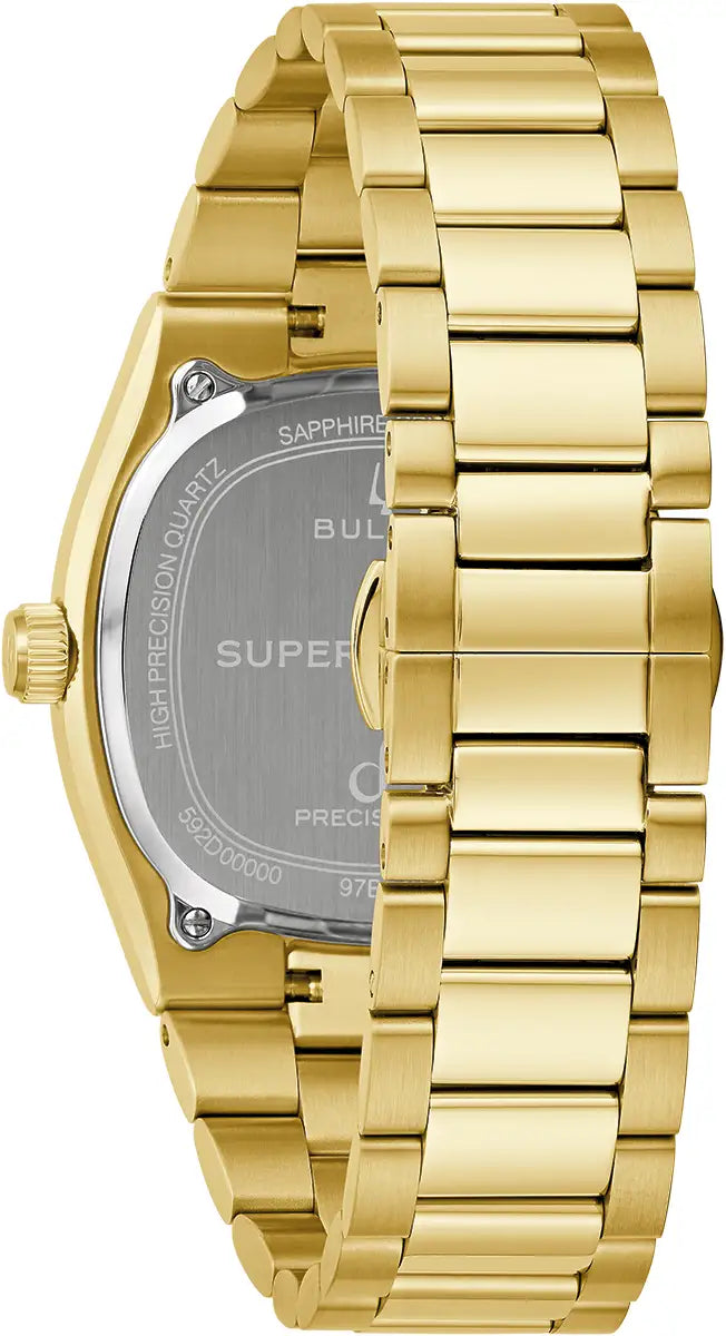 BULOVA Gents Super Seville Gold Tone Watch Black Dial 97B246