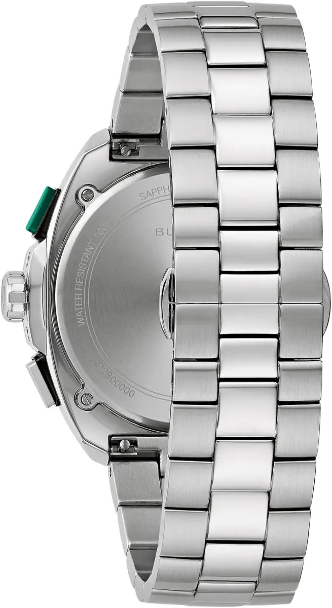 BULOVA Gents Racer Chronograph Silver Tone Green Watch 98B468