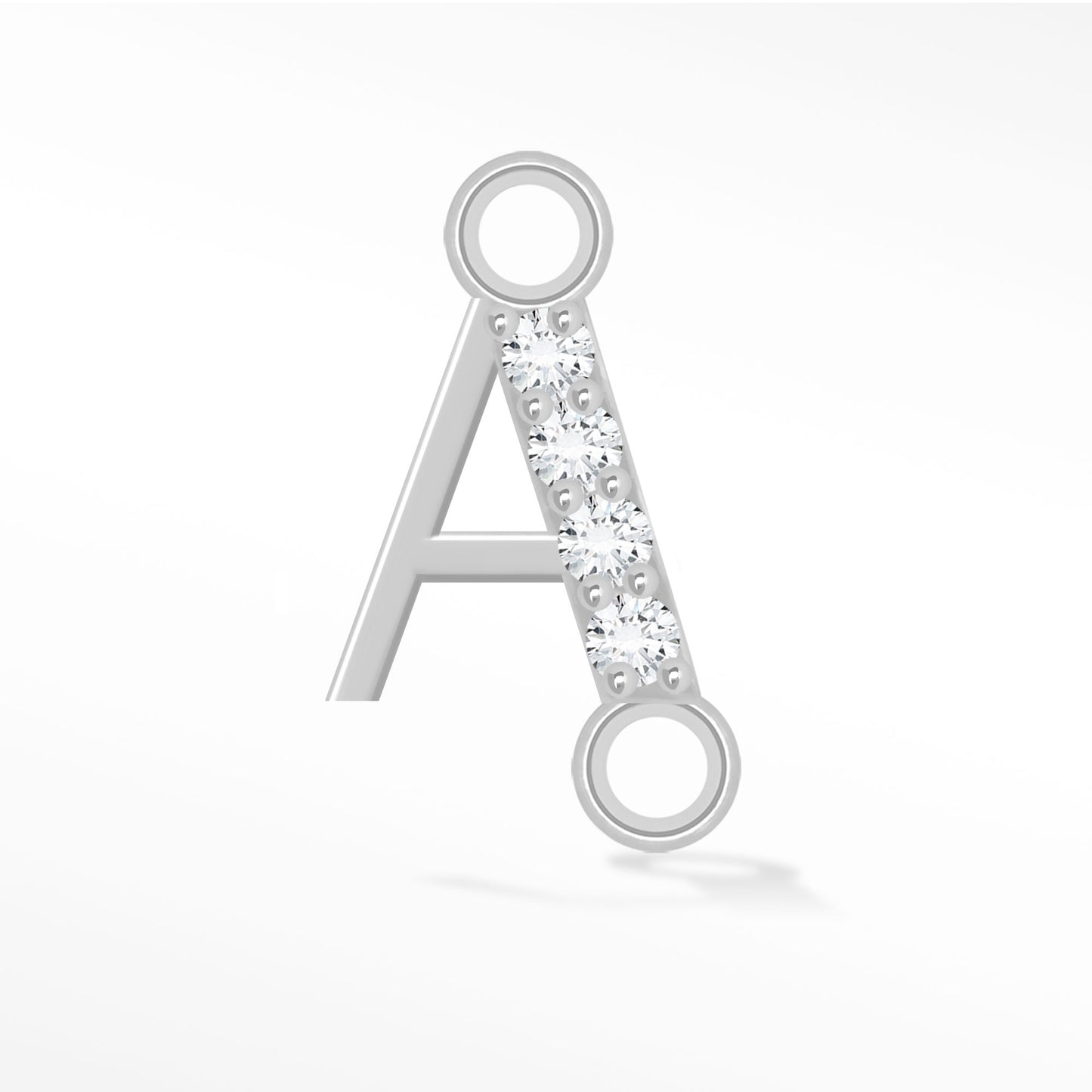 Perma Jewel Silver Moissanite Alphabet Connector A NW1213
