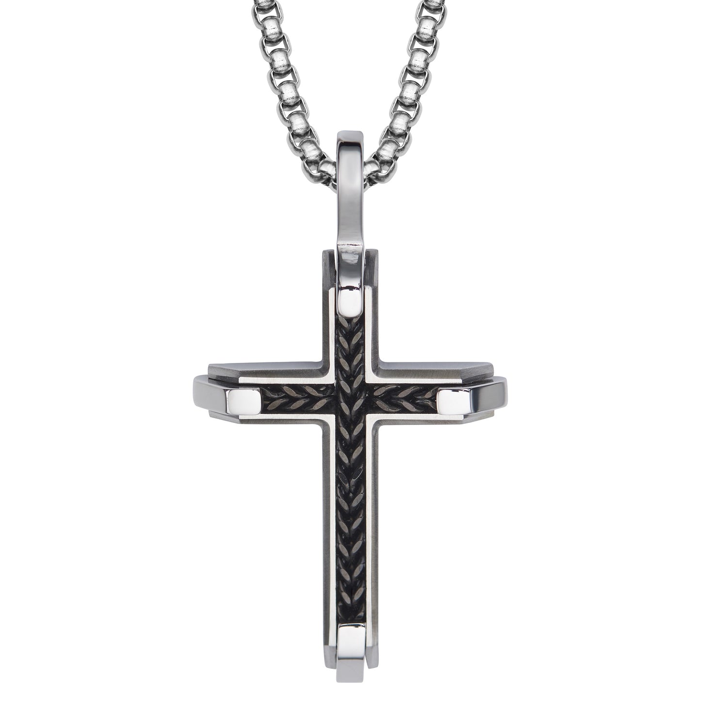 Unique & Co S/S Pendant with Black IP Inlay AN-165/50cm