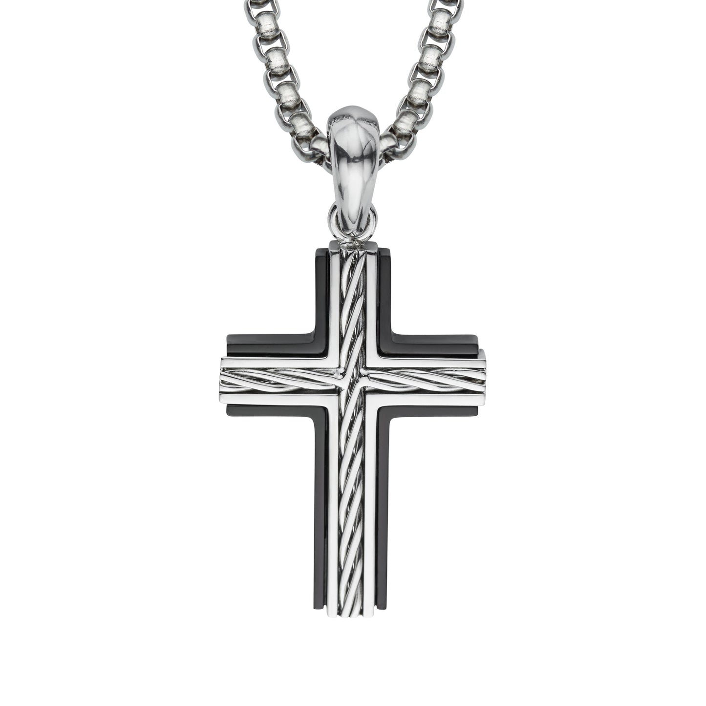Unique & Co Stainless Steel Black Plated Cross Pendant and Chain AN-182/50cm