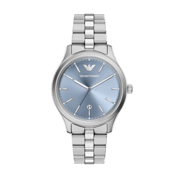 Emporio Armani Stainless Steel Light Blue Dial Watch AR11748