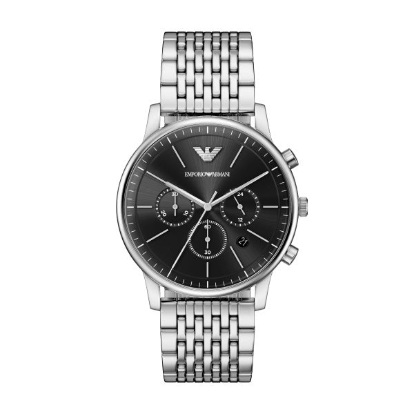 Emporio Armani Stainless Steel Black Dial Watch AR11772