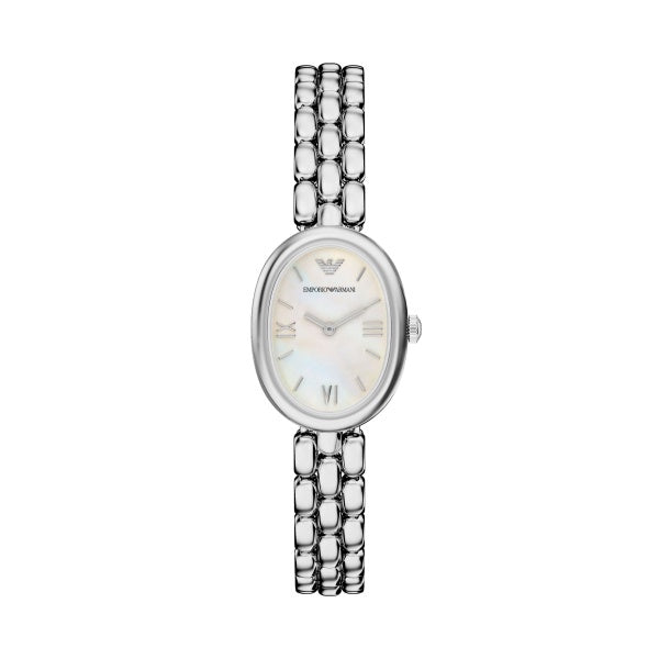 Emporio Armani Stainless Steel Oval MOP Dial Watch AR11776