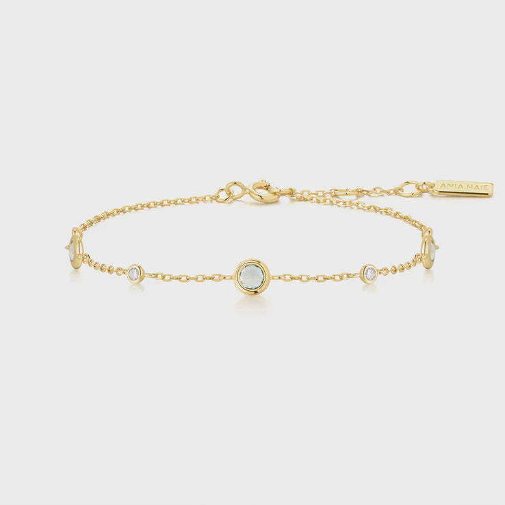 ANIA HAIE Gold Mint Green Station Bracelet B073-06G