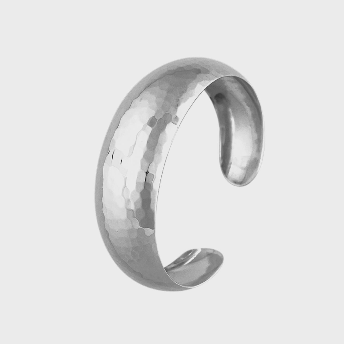 Silver Hammered Cuff Bangle BA002