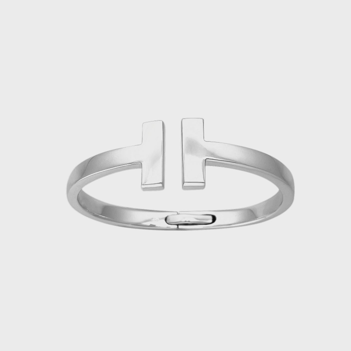 Silver T Hinged Grab Bangle BA912