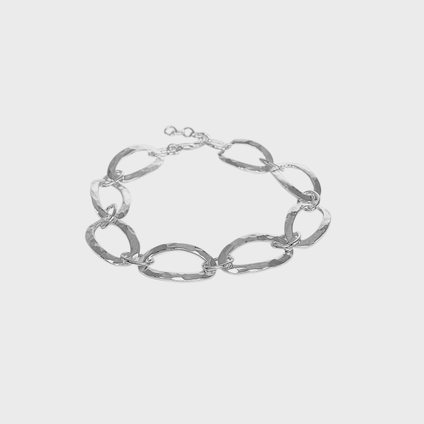 Silver Oval Hammered Bracelet BR077HM