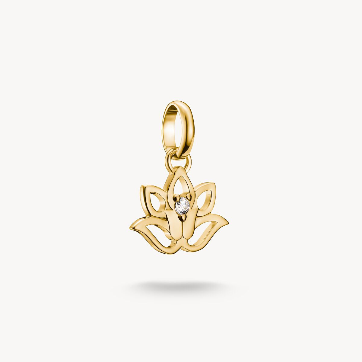 Thomas Sabo Charm Pendant lotus flower with stones Connect Gold Plated CC1204-414-14