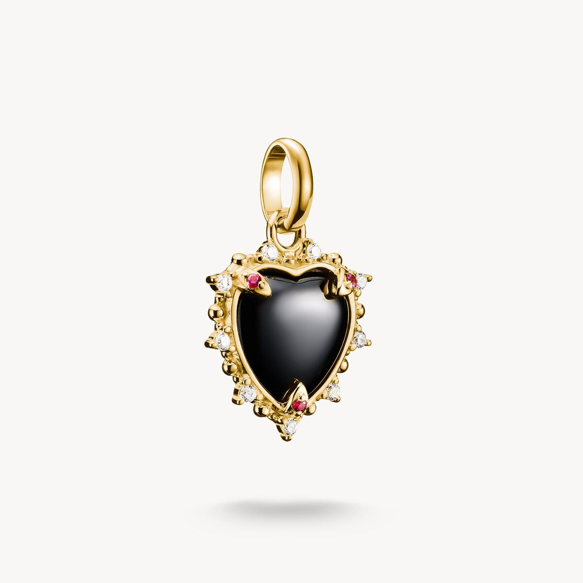 Thomas Sabo Charm Pendant Black Vintage Heart with stones Connect Gold Plated CC1286-995-11
