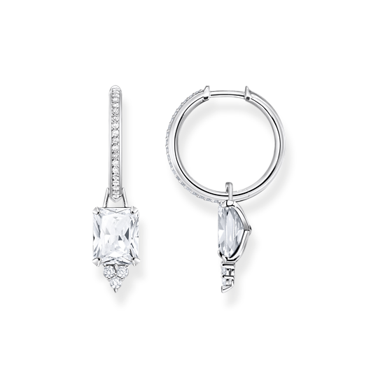 Thomas Sabo Silver Drop Hoop Earrings White CZ CR672-051-14