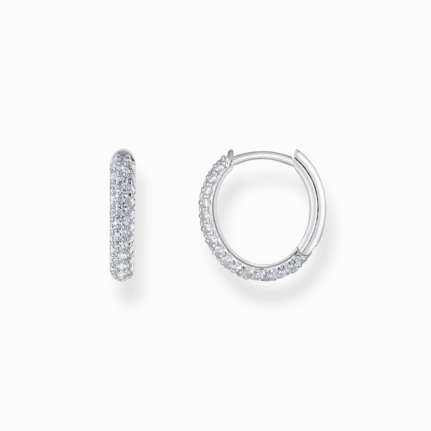 Thomas Sabo Silver Hoop Earrings with white zirconia pavé CR730-051-14