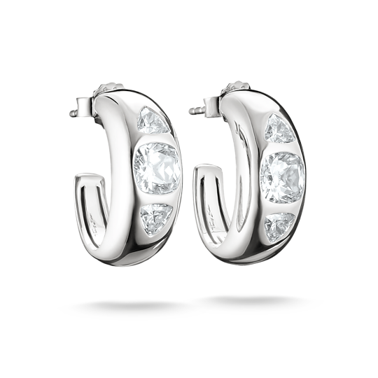 Thomas Sabo Silver Hoop Earrings with Zirconia Stones Bold Elegance CR759-051-14