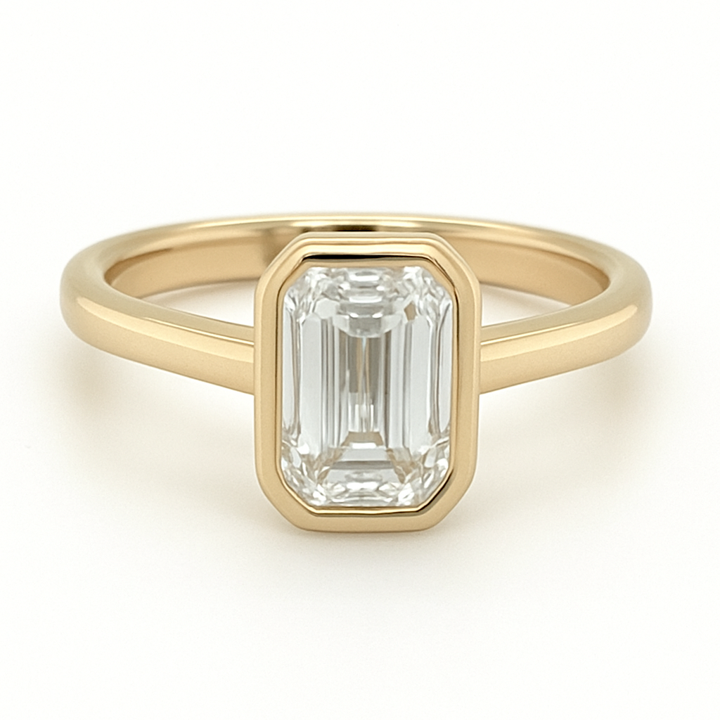 18ct Gold Emerald Cut Lab Grown Diamond Solitaire Ring 1.50ct D VVS2
