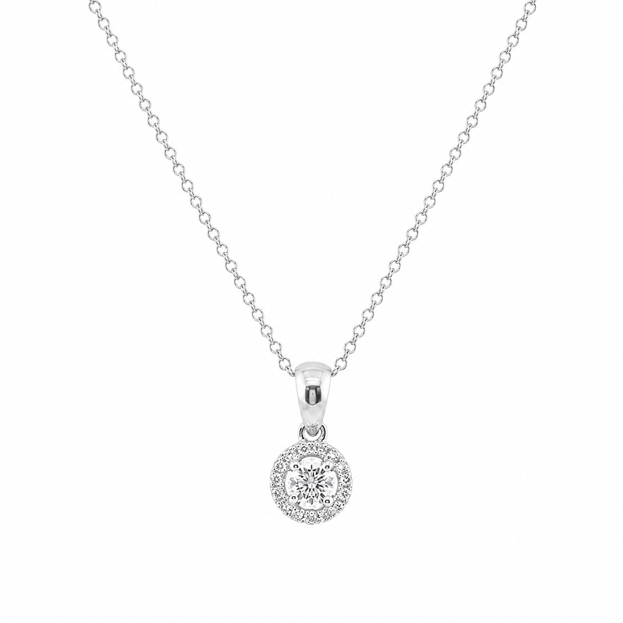 18ct Diamond Halo Cluster Pendant 0.15ct