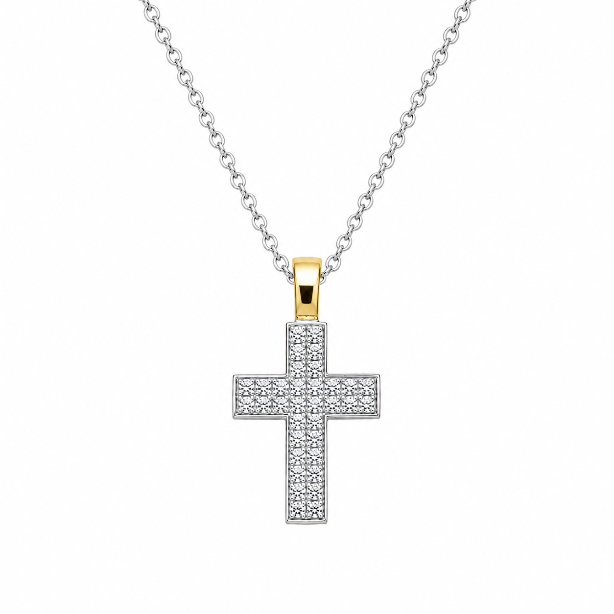 18ct Gold Two Tone Diamond Cross 0.64ct