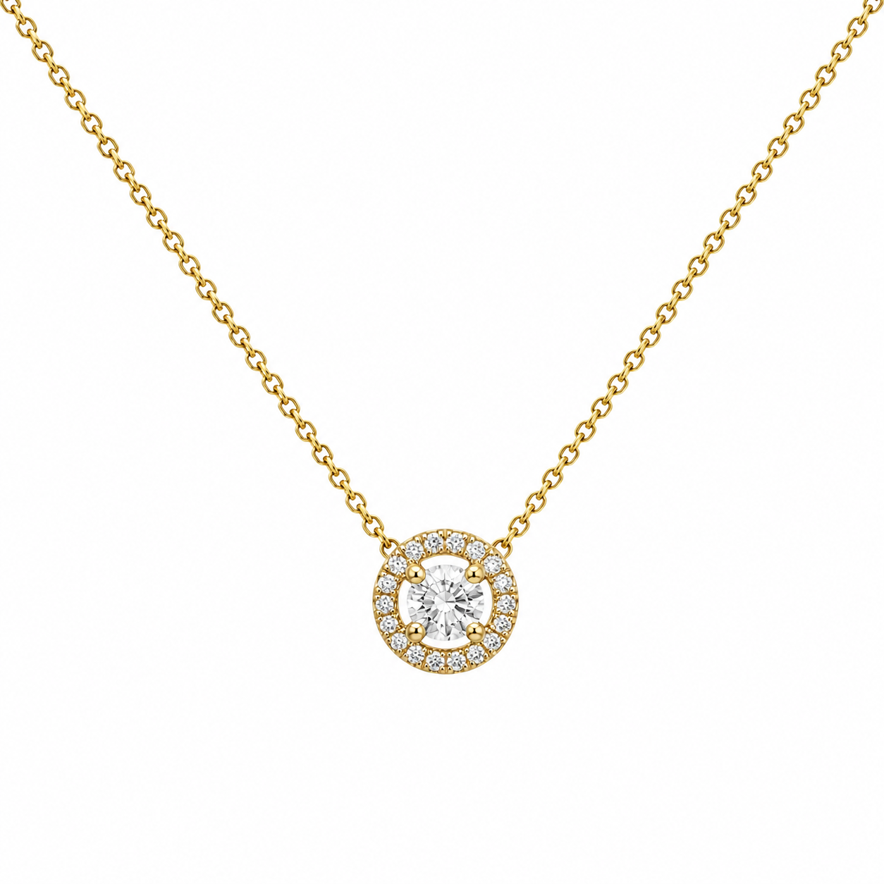 18ct Yellow Gold Diamond Halo Pendant 0.20ct