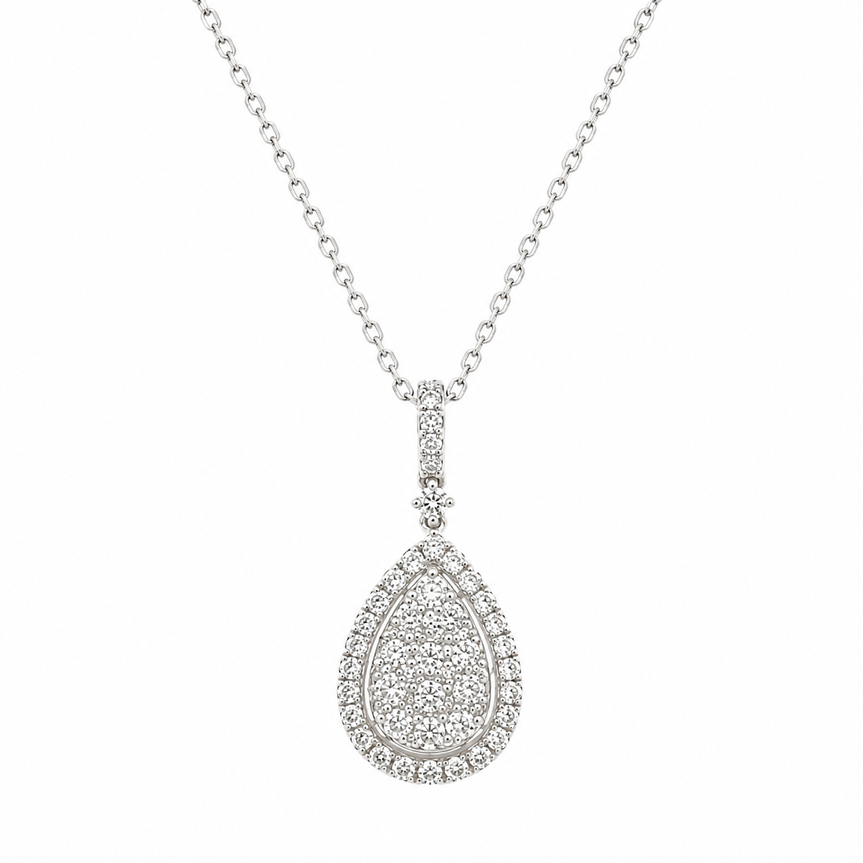 18ct White Gold Diamond Pear Shape Pendant 0.89ct