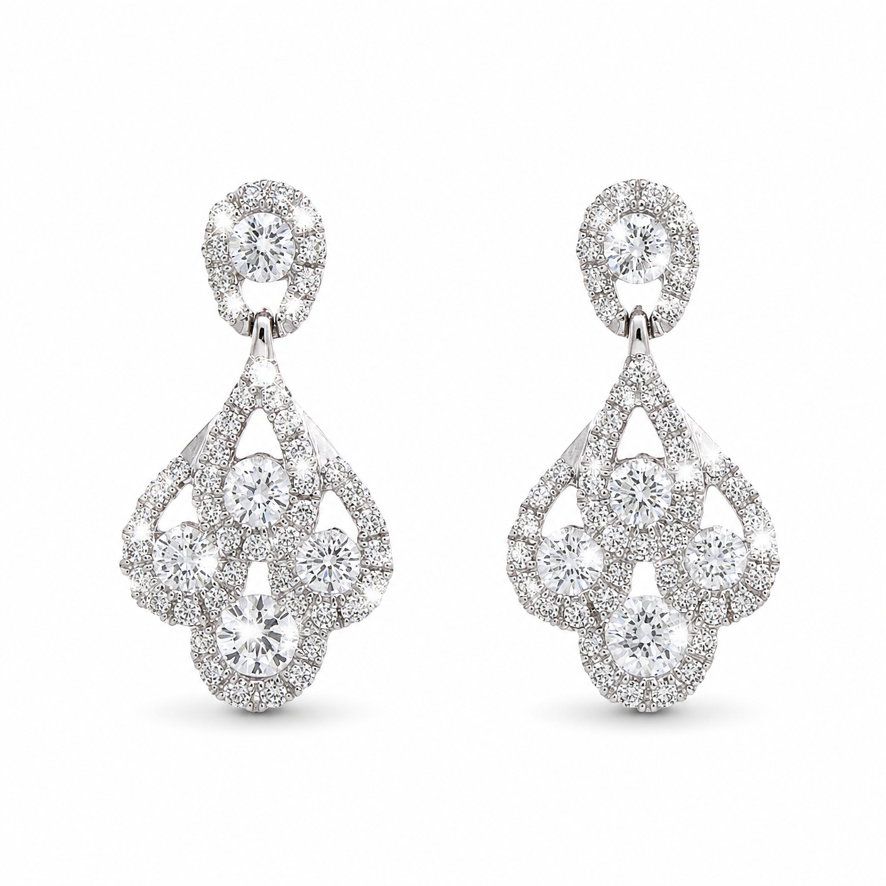 18ct Gold Diamond Peacock Design Earrings