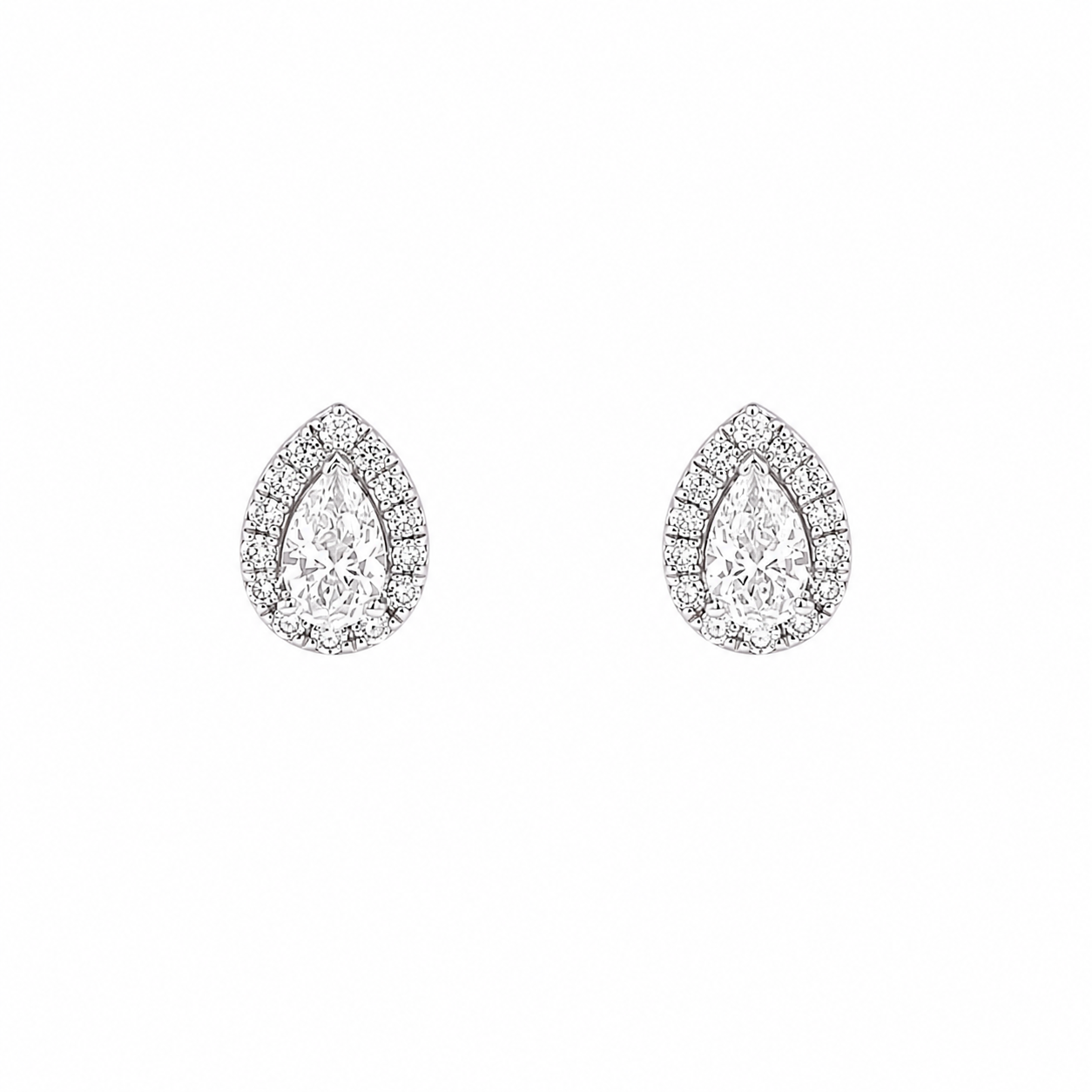 18ct White Gold Pear Shaped Diamond Earrings