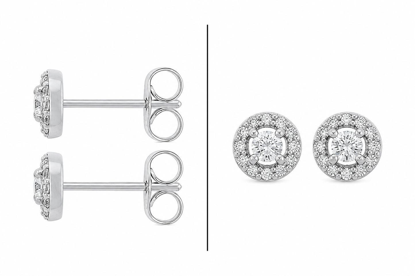 9ct White Gold Diamond Halo Earrings 0.20ct