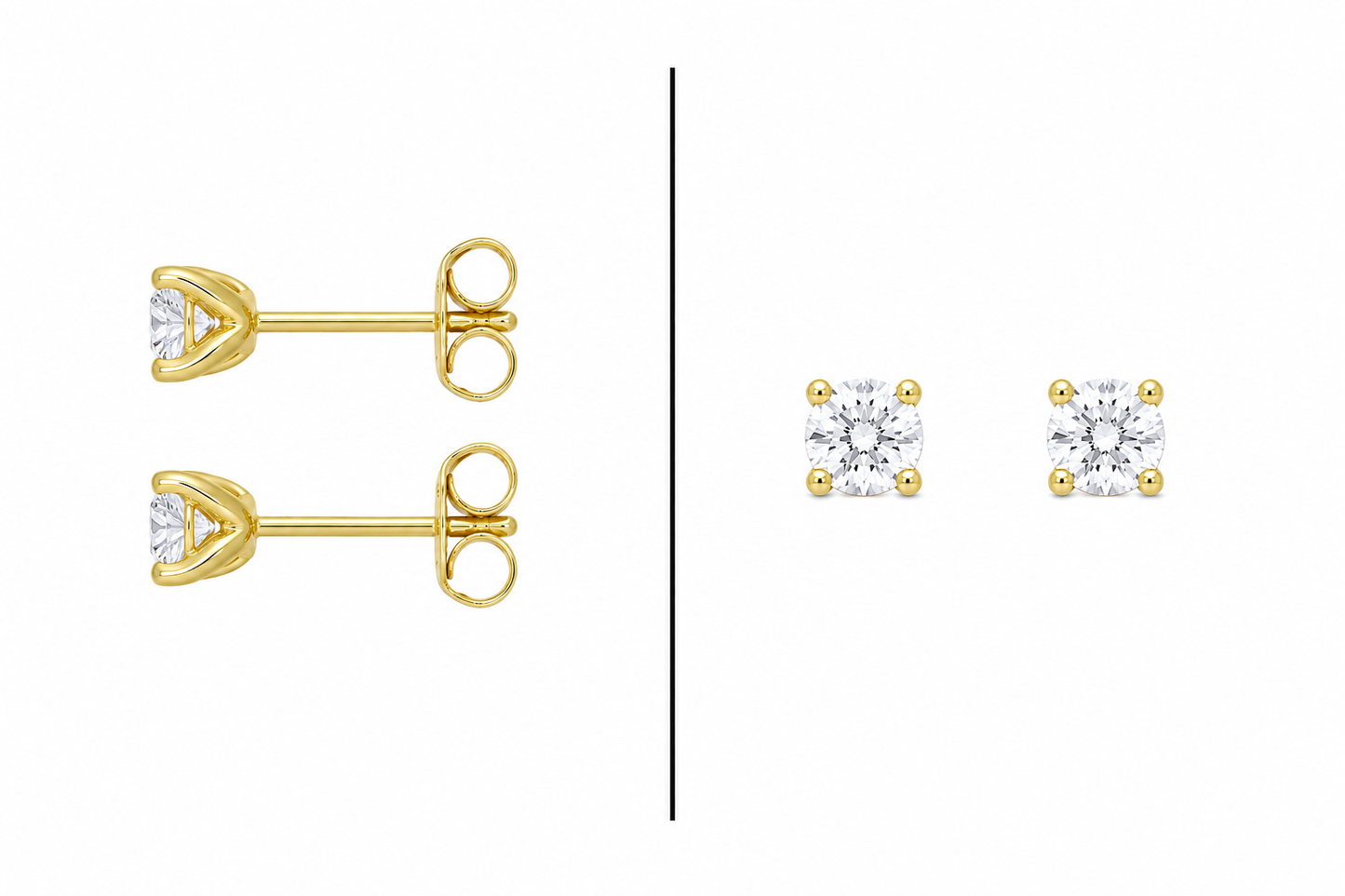18ct Yellow Gold Diamond Stud Earrings - 4 Claw - 0.20ct