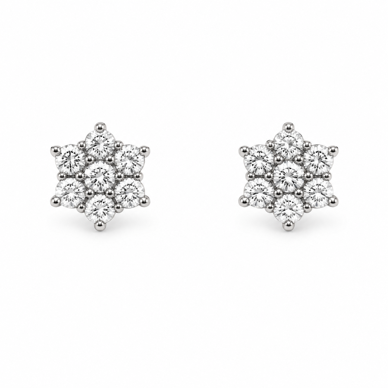 18ct Gold Diamond Cluster Earrings 0.92ct