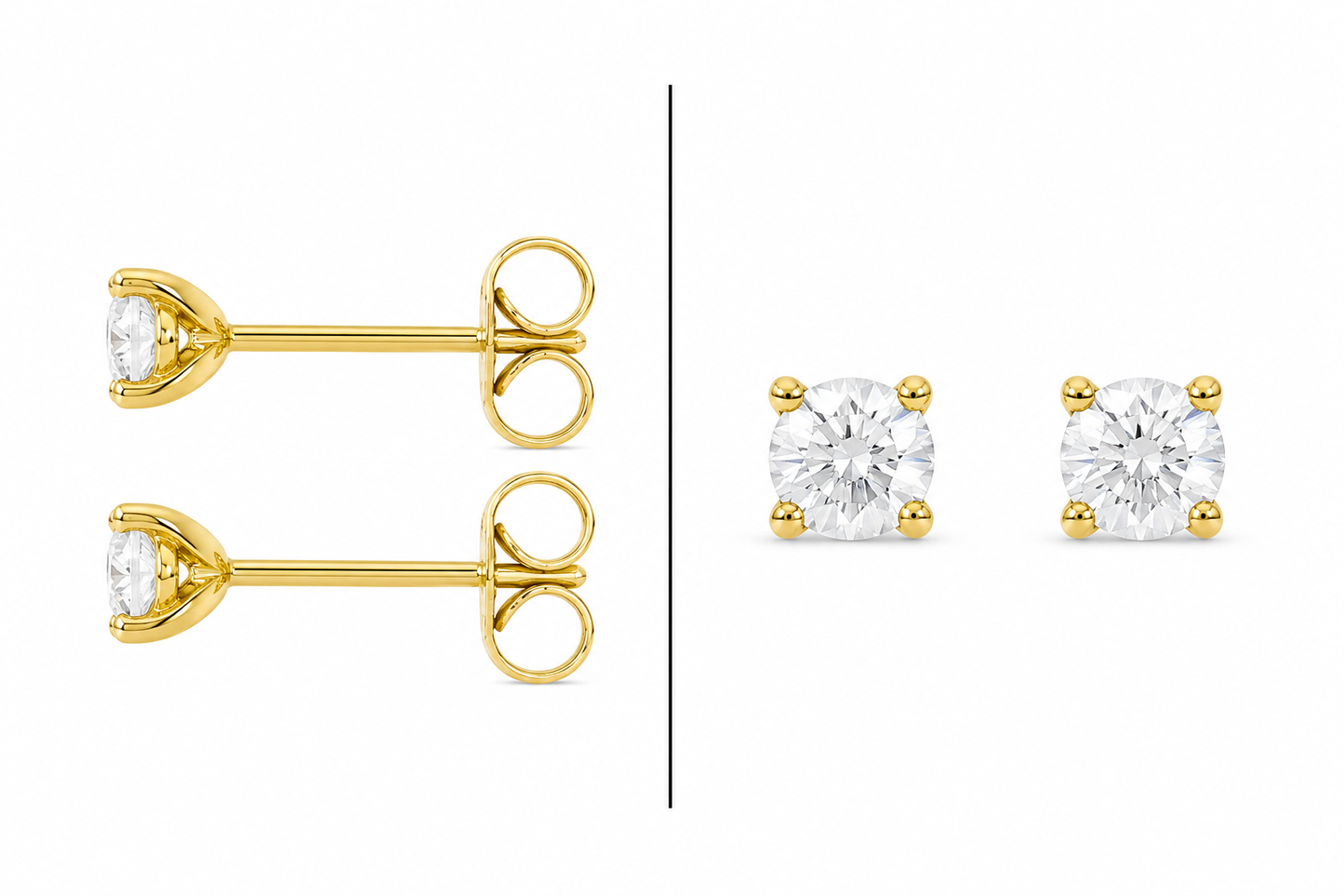 18ct Gold Four Claw Diamond Stud Earrings 0.34ct