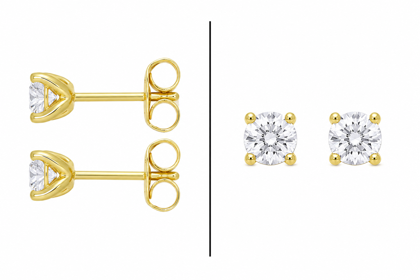 18ct Yellow Gold Diamond Stud Earrings - 4 Claw - 0.25ct