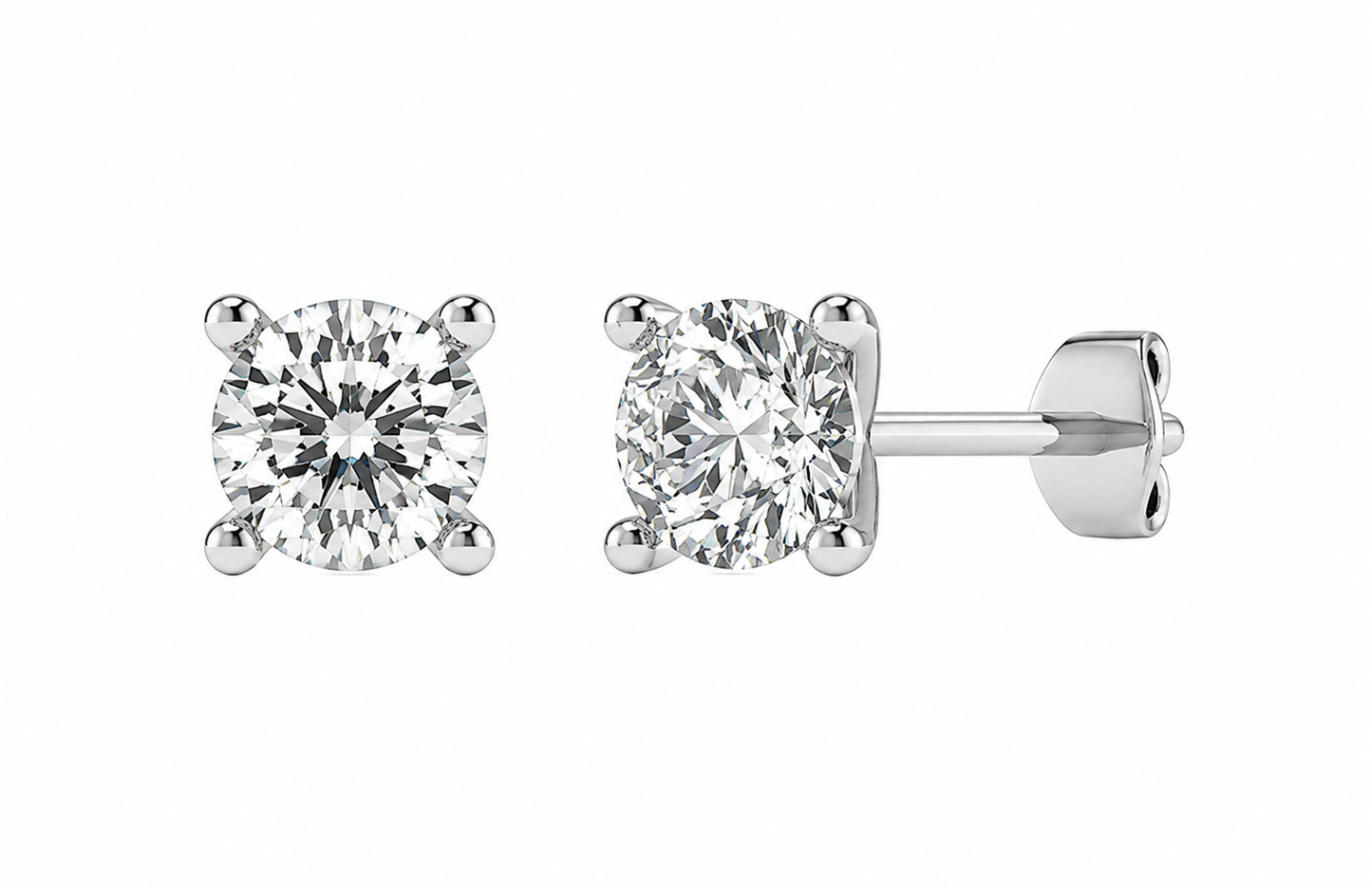 18ct White Gold Diamond Stud Earrings 0.34ct - Four Claw