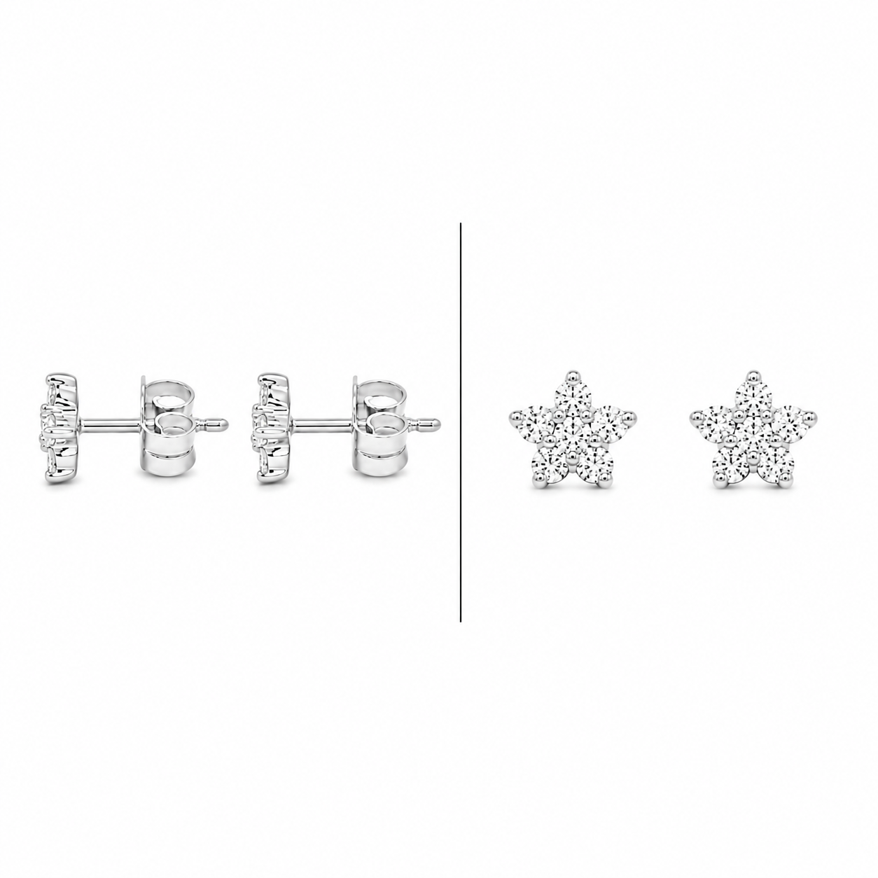 9ct White Gold Diamond Cluster Earrings 0.19ct