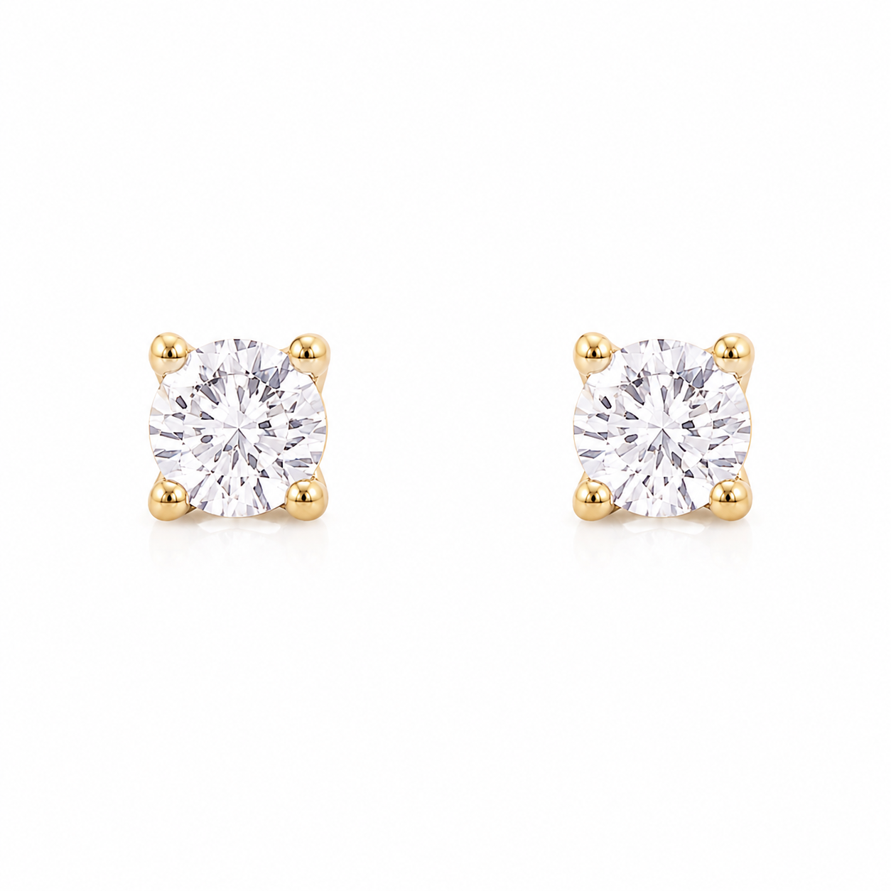 18ct Yellow Gold 0.40ct Diamond Solitaire Earrings Claw Set