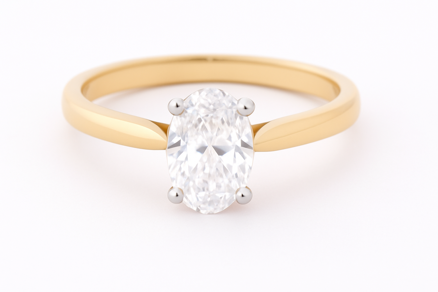 18ct Gold Oval Cut Diamond Solitaire Ring 1.01ct F/SI2
