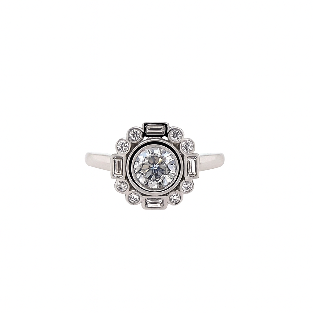 Platinum Vintage Style Diamond Cluster Ring 0.60ct