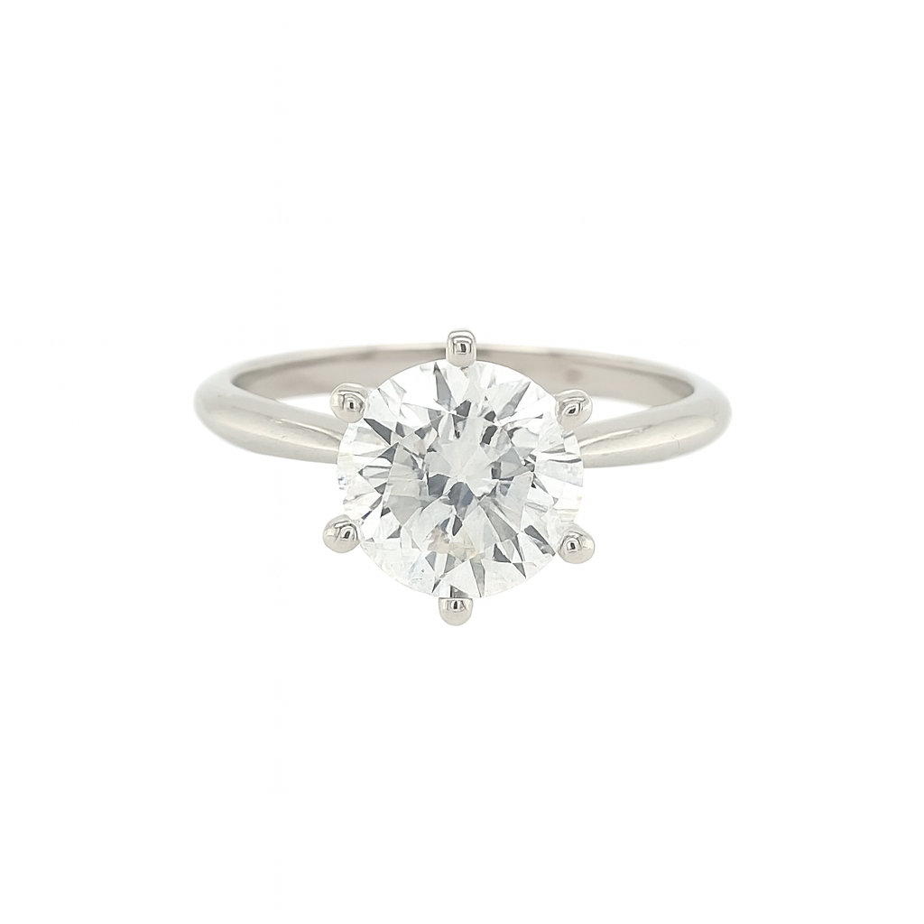 Platinum Six Claw Solitaire Diamond Ring 1.51ct