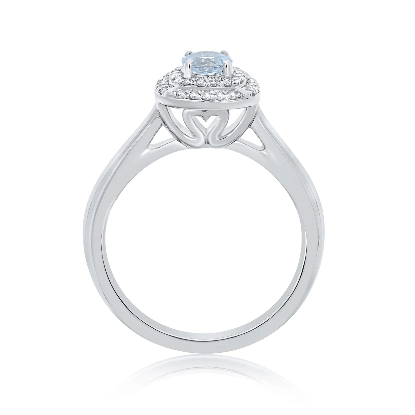 9ct White Gold Diamond & Aquamarine Ring 0.14ct