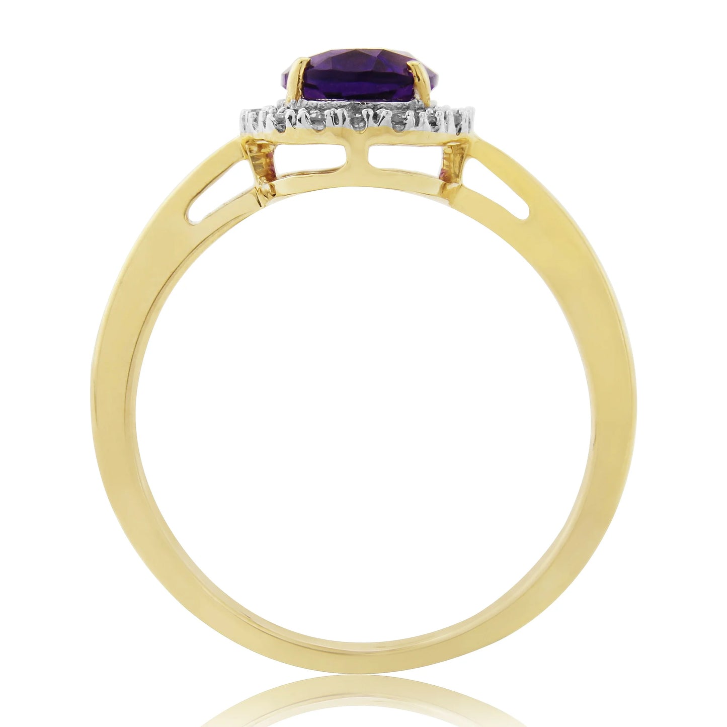 9ct Gold Amethyst and Diamond Ring