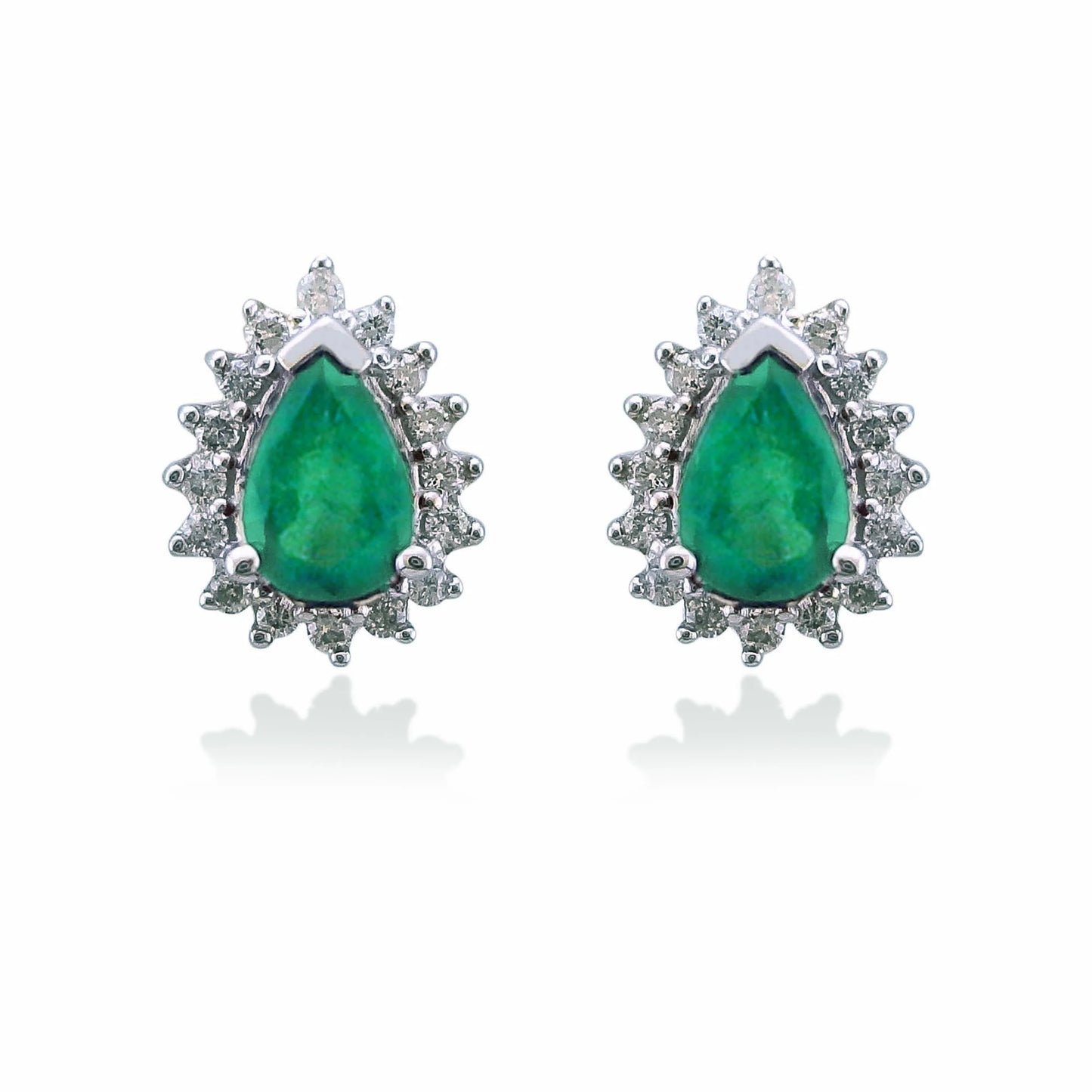 9ct Gold Emerald & Diamond Earrings