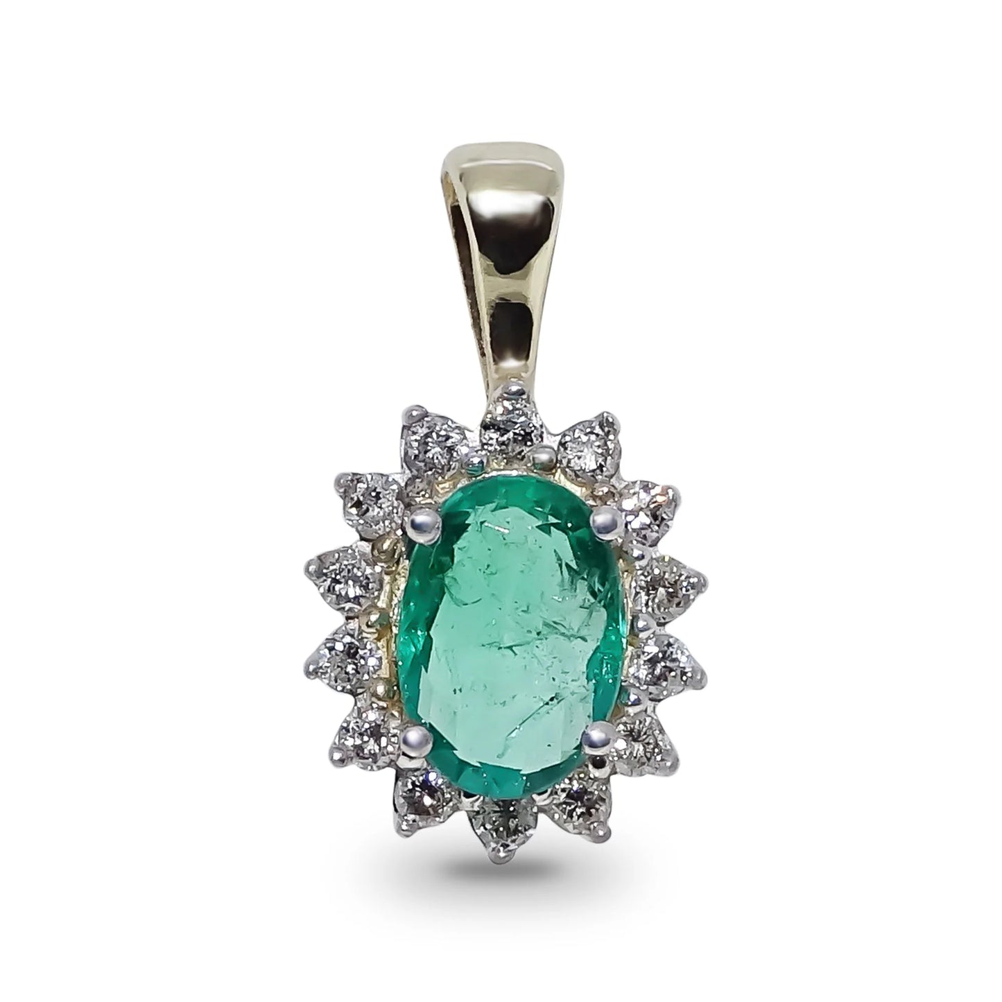 9ct Gold Emerald & Diamond Pendant DEP429