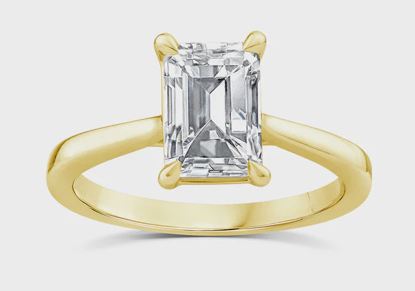 18ct Gold Lab Grown Diamond Emerald Cut Solitaire Ring 1.55ct