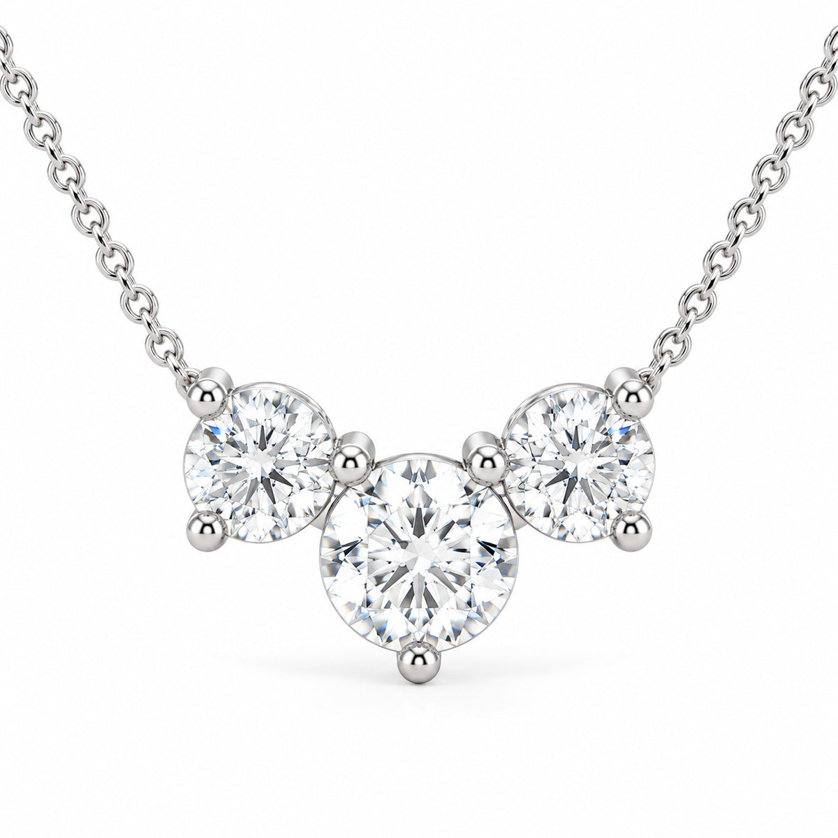 9ct White Gold Lab Grown Diamond Trilogy Necklace