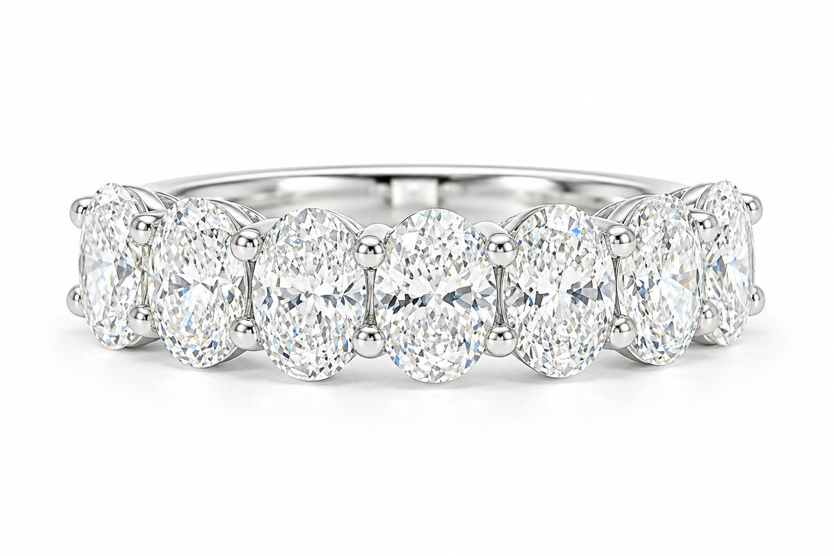 9ct White Gold Lab Grown Diamond Seven Stone Eternity Ring 1.84ct
